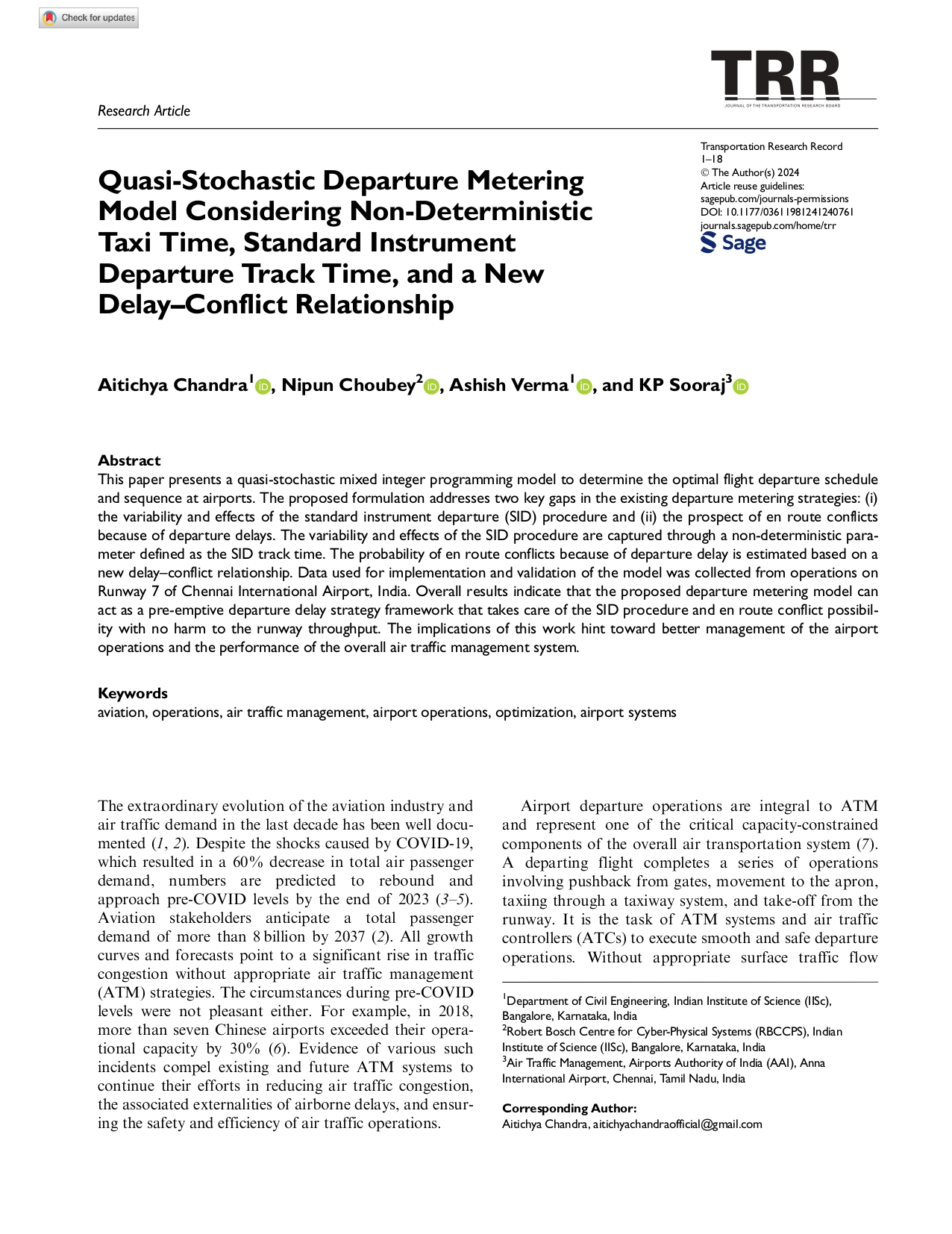 Quasi-Stochastic Departure Metering Model Considering Non-Deterministic Taxi Time, Standard Instrument Departure Track Time, and a New Delay–Conflict Relationship