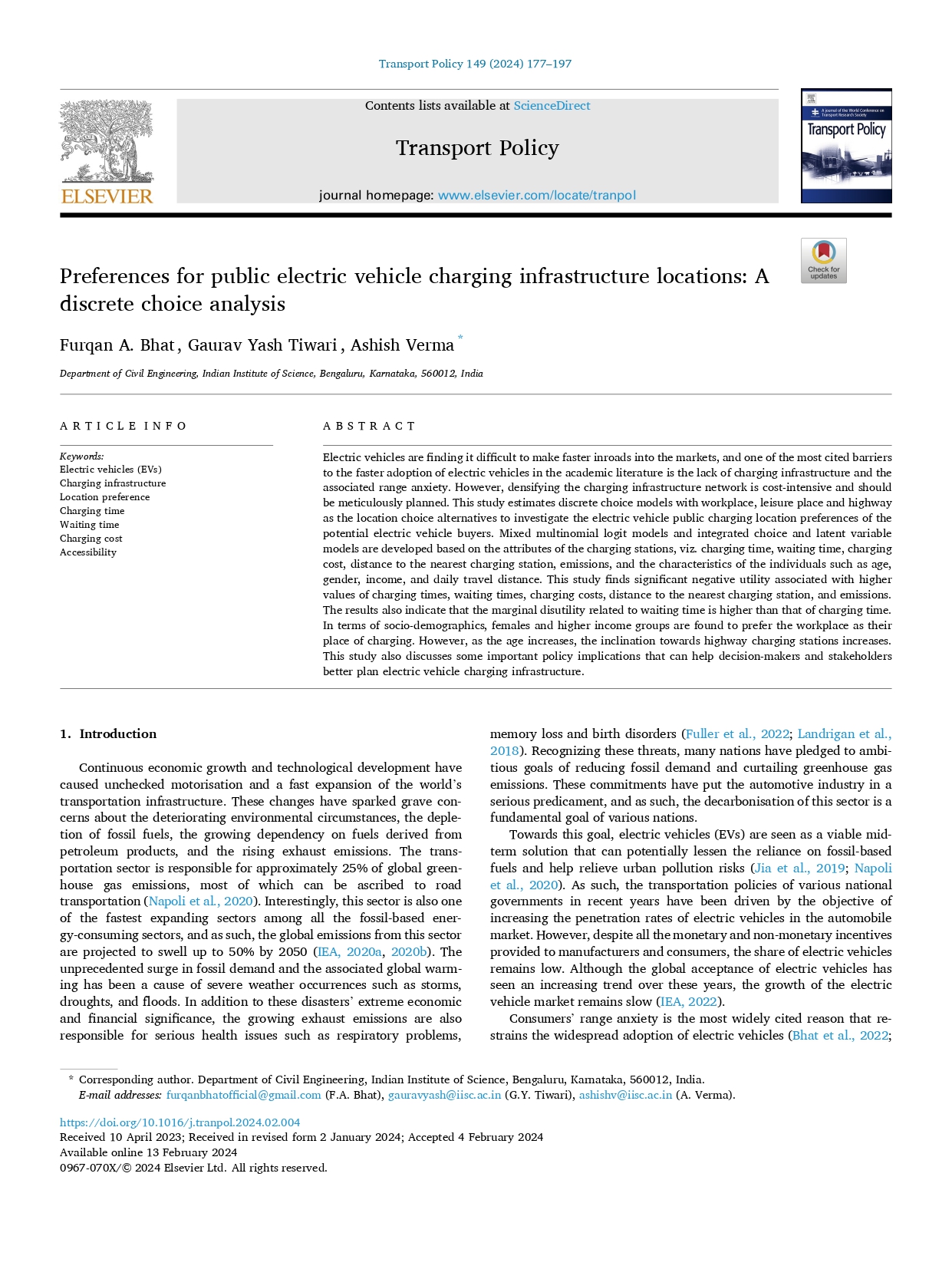 Preferences for public electric vehicle charging infrastructure locations: A discrete choice analysis