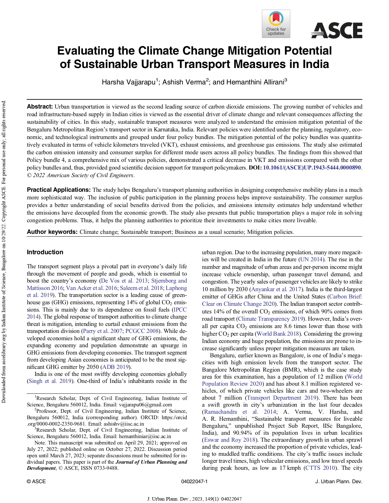 Evaluating the Climate Change Mitigation Potential of Sustainable Urban Transport Measures in India