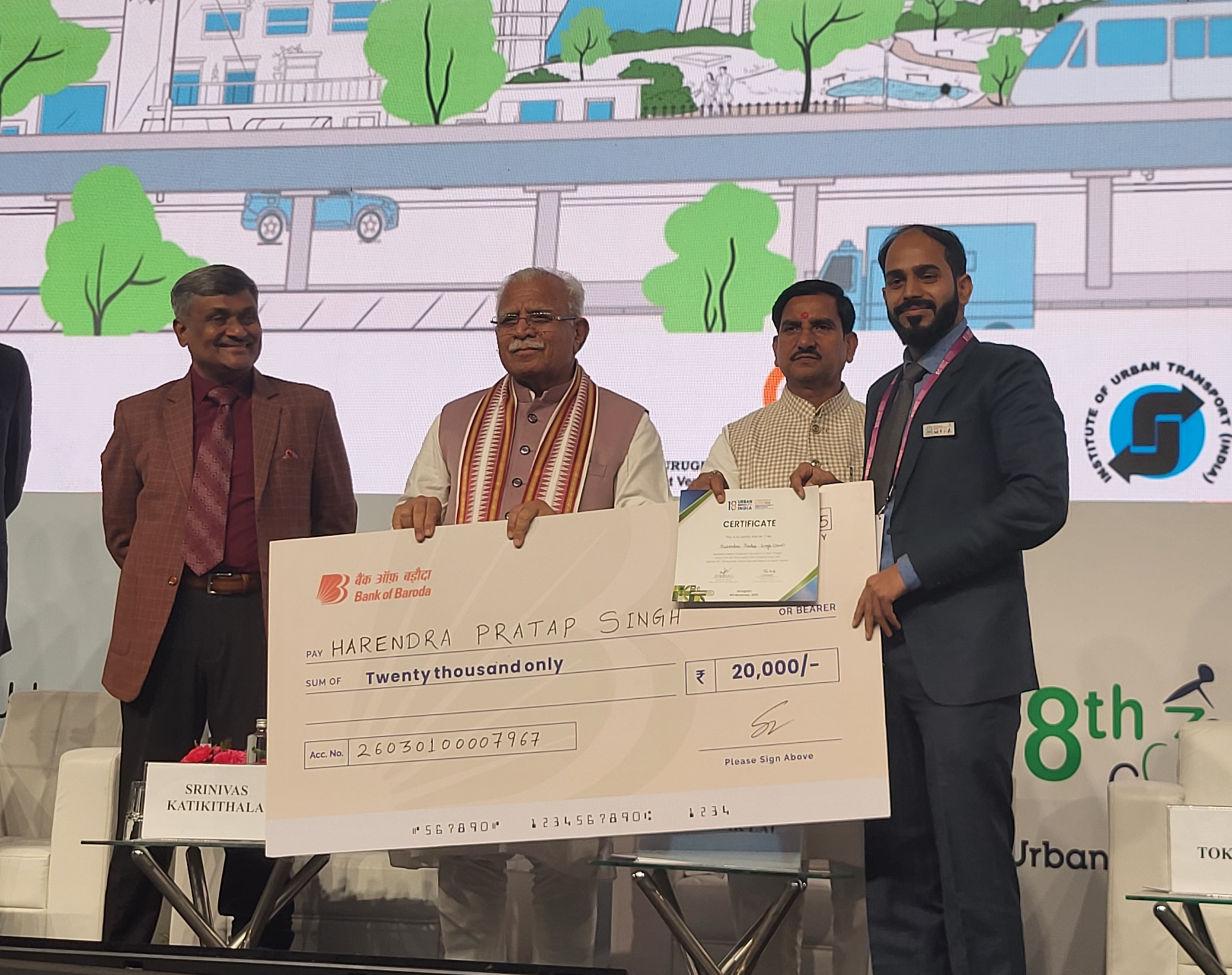 Many Congratulations to Mr. Harendra Pratap Singh on winning the Best Paper Award (3rd prize) at Urban Mobility India Conference and Expo -2025  (UMI-2025) held at  Gurugram, Haryana, India from 7th-9th November 2025